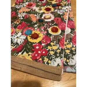 Pier‎ 1 Imports Bountiful Blooms Table Runner 72"X 13" Floral Embroidered Beaded